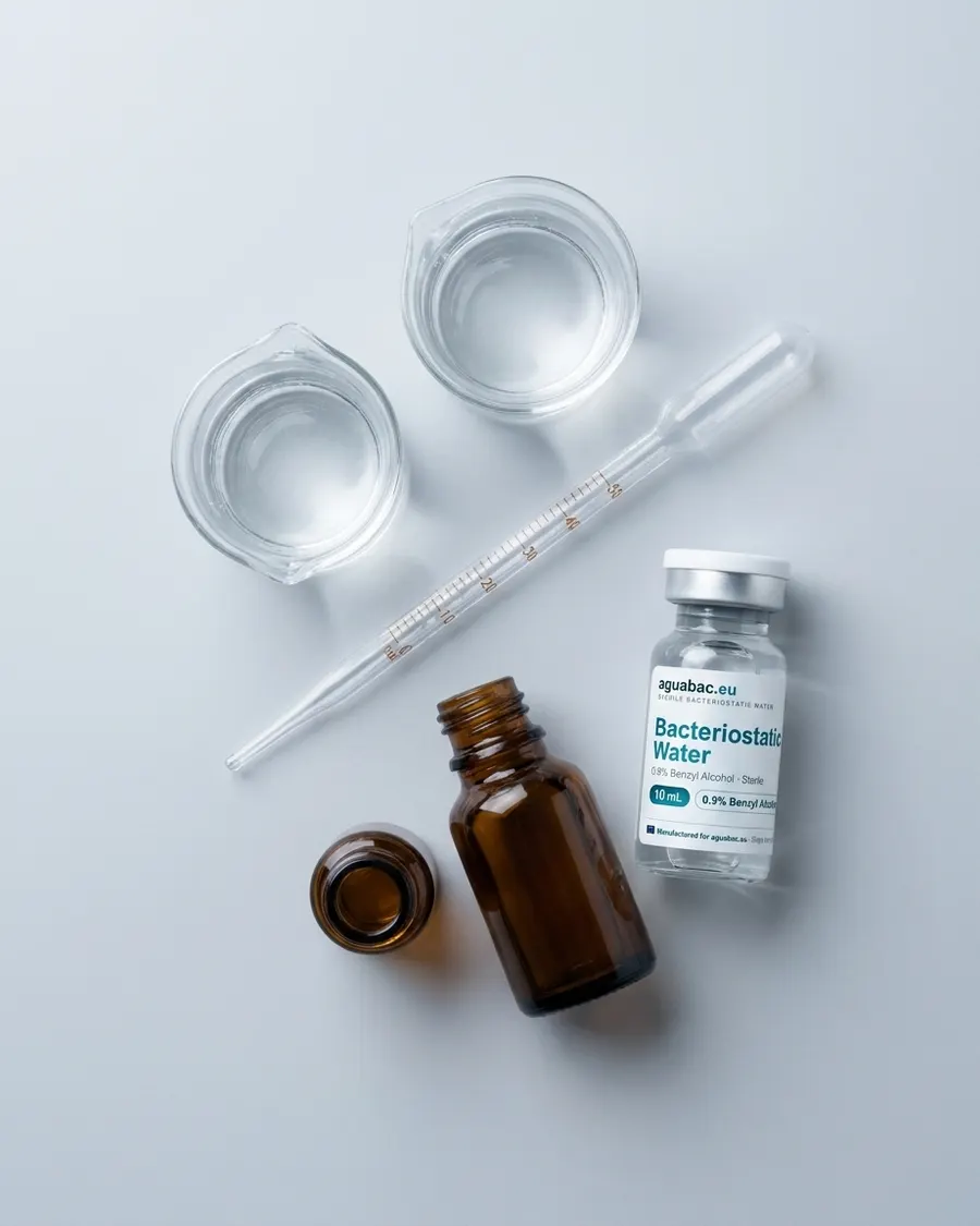 Agua bacteriostática 10 ml en uso